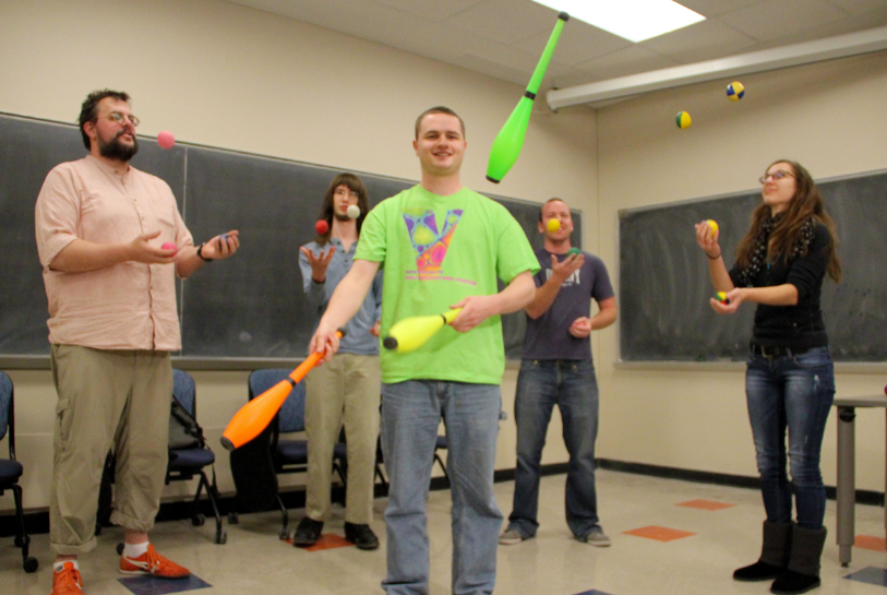 Dr. Steve Butler&#039;s math class practicing juggling